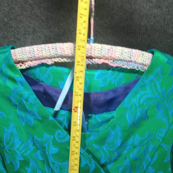 1950's Blue and Green Brocade Wiggle Dress with Matching Coat - Picture 10 of 10